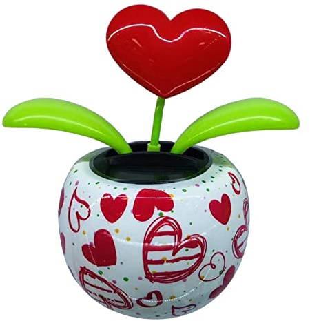 Fonowx Divertente Danzante da Cruscotto, Testa Oscillante, Fiori, Ballerina Oscillante, Giocattolo Danzante Solare per Decorazione Auto, Amore Cuore