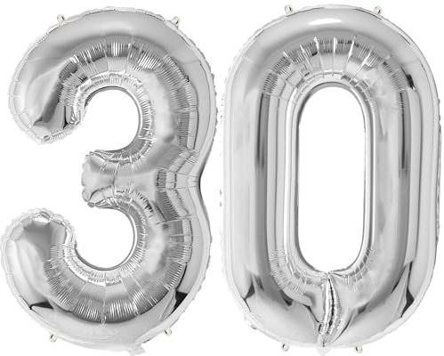 FUNFEST Ballons 30. Geburtstag Silber Riesig 100cm