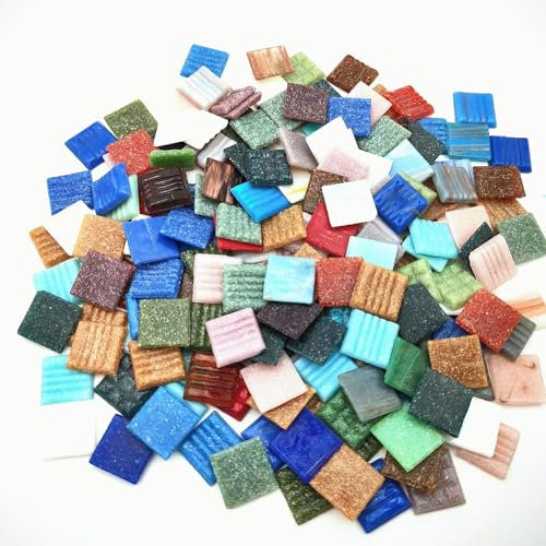 500g Quartz Mosaic Tiles, 2CM Multi Color Mosaic Pieces Stones for DIY Making Craft Hobby Arts Home Wall Decoration (Mix Color)