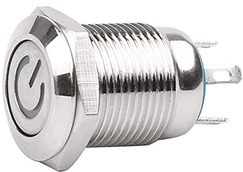 Ersatzteile 12 mm wasserdichter oxidierter schwarzer Metallknopfschalter mit LED-Lampe Momentaner PC-Netzschalter 3 V 5 V 6 V 12 V 24 V 220 V