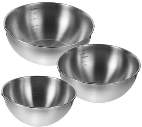FUNOMOCYA 3pcs Salad Bowl Stainless Steel Mixing Bowl Dough Mixing Basin for Kitchen Easy to Clean