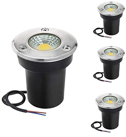 FKHFTI LED Underground Light 3W COB Floor Lamp Outdoor Ground Spot Landscape Garden Square Path Buried Yard IP67 (4pcs) (White 24V)