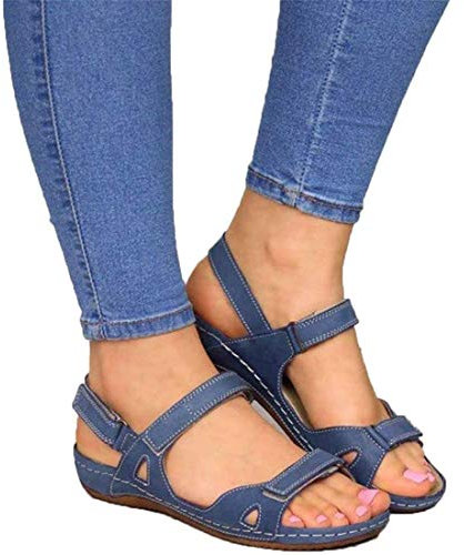 Sandalen Damenmode Flache Sandalen Premium-Komfort Orthopädische Sandalen Rutschfeste, atmungsaktive, offene Zehen-Damen-Sommer-Wandersandalen für Outdoor-Sport, Strand, Reisen, Flip-Flops, Rot, 36