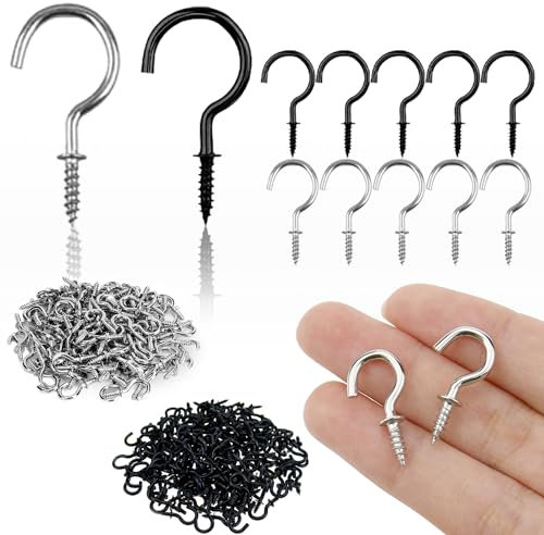 JOOTUEPO 120 Pièces Crochets à Visser Métal,crochets muraux à visser,Crochet a Visser Inox,crochets à vis de plafond,Crochet Vis pour Accrocher Tasses,Chapeaus, Lumières, Cordes, Plantes