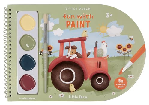 Little Dutch 125681 Malbuch/Colouring Book mit Wassermalfarbe - Little Farm