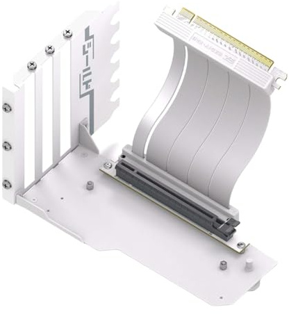 Kexpery Support de Montage Vertical pour GPU avec Câble Riser PCI-E 4.0 X16 de 15 cm - Support de Carte Graphique à Angle Droit de 90 Degrés (Blanc Sans Lumière)