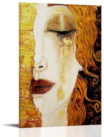 HBEOOP Gustav Klimt berühmte Farbe (Goldene Tränen) Druckposter Wandkunst Gemälde Leinwand Geschenk Wohnzimmer Drucke Schlafzimmer Dekor Kunstwerke 60 x 90 cm