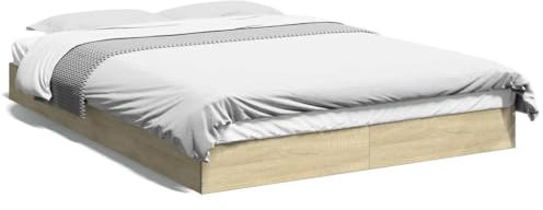CIADAZ Bettgestell Sonoma-Eiche 140x200 cm Holzwerkstoff, Bett, Bettgestell, Jugendbett, Schlafzimmer Bett, Bed Frame -842023