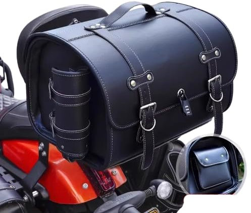 ZHSDMB Motorrad Hecktasche für Peugeot Django EVO 2023, Wassersichte Motorrad Hecktasche, Große Kapazität, Motorrad Werkzeugtasche Leder wasserdichte Packtaschen,A-Black