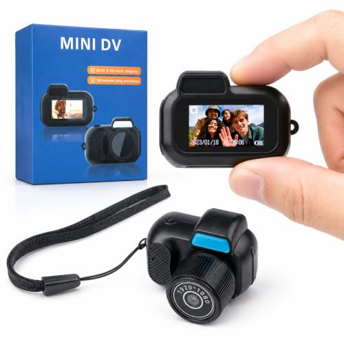 La più Piccola Fotocamera Al Mondo, Mini Fotocamera, Fotocamera Digitale 1080P 2 MP 100 Minuti di Autonomia, Piccola Videocamera con Schermo a Colori, Tracolla per Adolescenti,