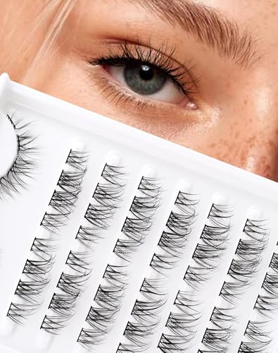 Wimpern Extensions Cluster Lashes Mixed 8-13mm Individual Eyelashes D Curl Einzelne Wimpern Natural Vorgefertigte linke und rechte Wimpernbüschel Siligli DIY Lash Extensions Thin Band 8 Paar