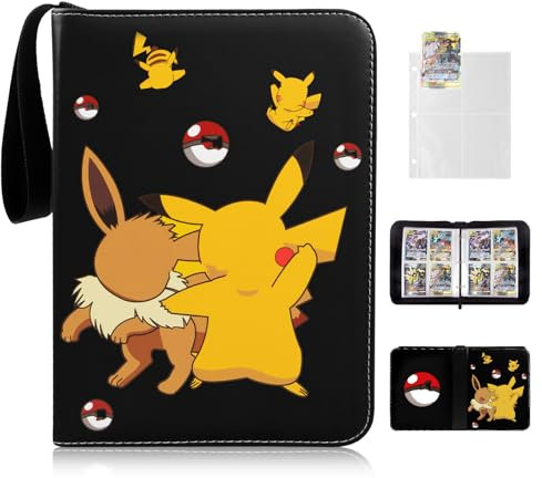 Thingehoy Sammelalbum Heft für Pokemon Karten, Album Karten, Karten Sammelalbum, Sammelkarten Album Karten Hefter Karten Ordner, 50 Seiten, 400 Kartenkapazität