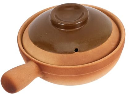 OKUMEYR Pentola Di Terracotta Tradizionale Con Coperchio Casseruola in Ceramica Per Zuppe Porridge e Stufati Pentola Da Cucina Con Manico Laterale Per Uso Domestico e Commerciale