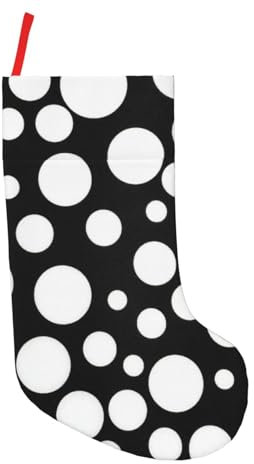 QIN&ZHENG Weihnachtsstrümpfe, Weihnachtssocken, Kamin, hängende Baumdekoration, Schwarz und Weiß, 45,7 cm