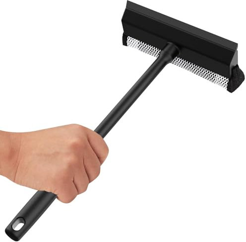 Auto Scheibenreiniger Fensterabzieher Windschutzscheiben, Fensterreinigungsset mit Abziehlippe und Schwamm, Schwarz ﻿