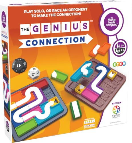 The Happy Puzzle Company The Genius Connection Board Game – STEM Logic Puzzle Challenges for Family Game Night – Fun & Educational for Adults & Kids Ages 6+