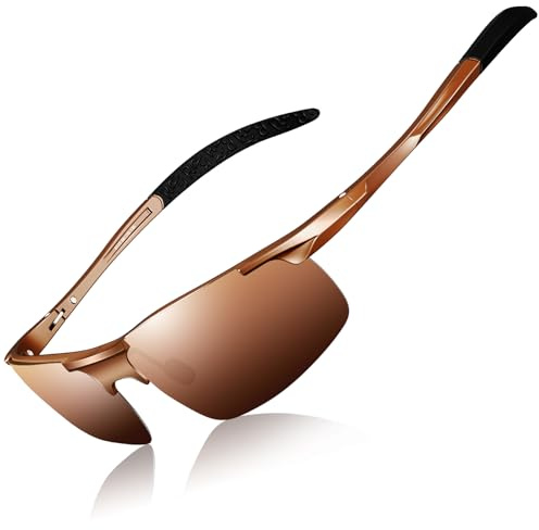 DADA-PRO Sonnenbrille Herren Polarisiert Sportbrille Fahrerbrille mit Ultraleichte Al-Mg Metallrahmen, UV400-Schutz TAC Linse, Autofahren, Angeln, Golfen, 8177S, Cat 3