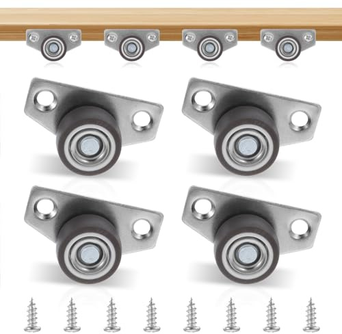 Set of 4 Mini Caster Wheels for Furniture,Side Mount Casters,Heavy Duty Low Profile Castor Wheels with Silent Ball Bearing with 360 Degree Swivel and Brakes, Ideal for Home and Office Use(1inch)
