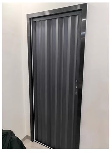 falttür falttüren innentüren Falttür 195 Cm Hoch, Graue, Verschließbare Akkordeontüren Für Den Innenbereich Mit Schloss Und Schlüssel, Schiene, Hochleistungs-Raumteilertür Aus Aluminium(130x195cm/51.2