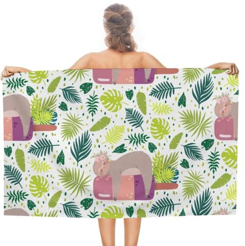 Beach Towel Süßes Faultier Auf EIS Duschtücher Mikrofaser,Tragbares Duschtuch Für Männer Yoga Damen 80X130Cm