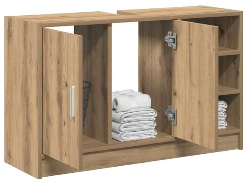 vidaXL Cabinet de Salle de Bain Chêne Artisanal 90 x 29 x 55 cm, Meuble de Salle de Bain Moderne, Armoire à Porte en charnière, Rangement en Bois, Organisateur Pratique pour Essentiels