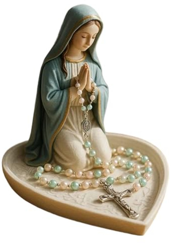 Fenayuu Jungfrau Maria Rosenkranzhalter, Retro Katholischer Rosenkranzhalter, Elegant Our Lady Prayer Rosenkränke Box Für Schreibtisch Kommode Nachttisch Bücherregal Schlafzimmer