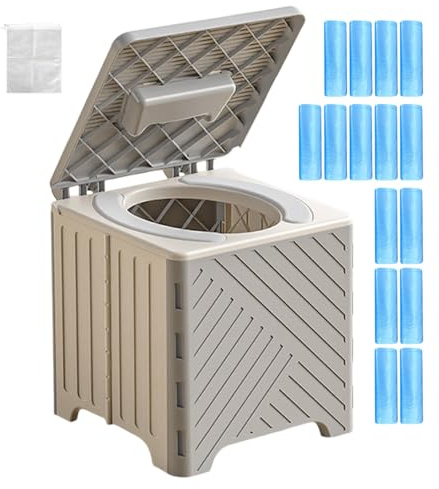 Campingtoilette Mülleimer | 70 Kg Tragfähigkeit Erwachsene Tragbare Toilette Mit PVC-Pad für Damen Herren Senioren Wohnmobil Reise Krankenhaus Autoreise