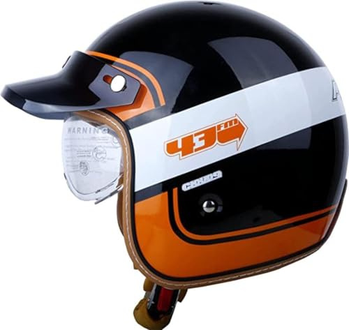 Casque Moto Vintage Casques Jet avec Visière Casques Bols Casque Mobylette avec Lunettes Homologué Dot/ECE Rétro Demi Casque Moto Vélo Scooter Chopper pour Adultes Homme Et Femme