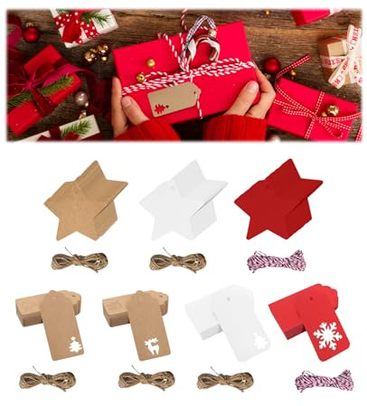 350 Stück Geschenkanhänger Weihnachten, Weihnachtsanhänger für Geschenke, Geschenkanhänger Kraftpapier