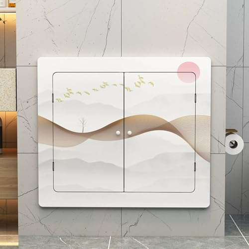 Meuble Radiateur Tablette Radiateur en PVC et Bois avec 2 Portes Portable et Décoratif Idéal pour Le Salon Ou Le Couloir(80x80cm/31x31in)