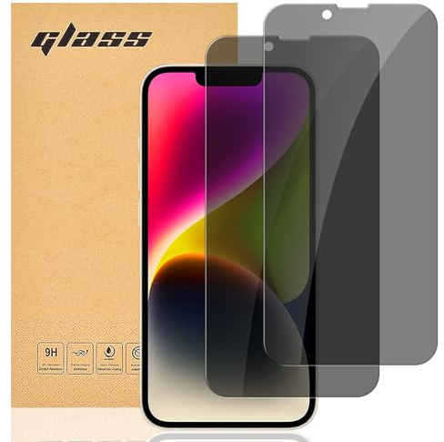 gueche 2 Pezzi Privacy Pellicola Vetro Temperato per iPhone 14, iPhone 13 e iPhone 13 Pro Pellicola Protezione,Durezza 9H,Antiurto Antigraffio e Anti-impronta