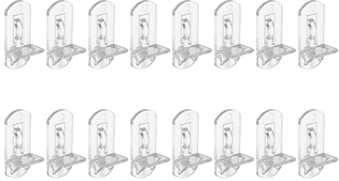 PATIKIL 16 Pcs Locking Shelf Pins, Clear Plastic Locking Shelf Support Pegs Cabinet Bracket Clips Fits 8mm Peg Hole 30mm(5/16) Thick Shelf for Kitchen Cabinet Furniture