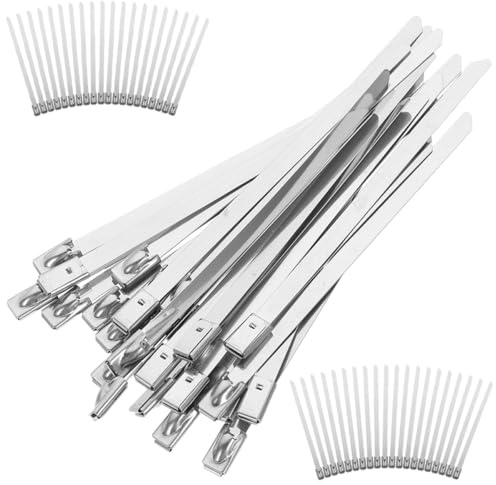 TEHAUX Bridas de Acero Inoxidable 304 Autoblocantes 46X300Mm 100 Piezas para Gestión de Cables Alta Resistencia Uso Industrial Vehículos y Jardinería Exterior E Interior