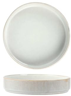 Plato hondo redondo de cerámica esmaltado retro para el hogar, fresco y exquisito con personalidad, borde marrón, 19,3 cm