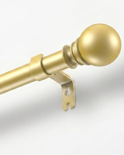 Gardinenstange Gold 66-261CM, 25 mm Durchmesser Ausziehbar Vorhangstange, Curtain rod für Schlafzimmer Wohnzimmer Küchen Büros Balkone diverse Fenster