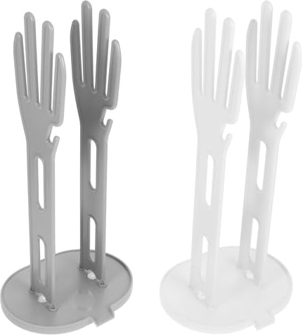 PRETYZOOM Glove Drying Rack Kitchen Sink Stand 2Pcs Plastic Holder with Water Drain Base for Kitchen Towels and Gloves