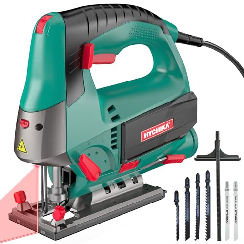 HYCHIKA 800W Jigsaw with Laser Guide - Corded Electric Jig Saw Kit