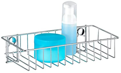 WENKO Wandablage Mod. Classic, Befestigung ohne bohren, Duschablage für Seife, Shampoo & Co., Wandregal fürs Badezimmer, inkl. Schrauben und Dübel zur Wandmontage, 24 x 6,5 x 14 cm, verchromtes Metall