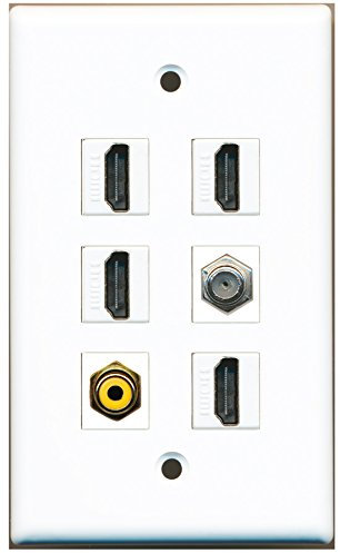 Riteav – 4 porta HDMI 1 RCA giallo 1 cavo coassiale tv- F-Type parete piastra