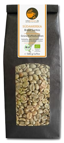 Café vert biologique Arabica Brésil Santos (grains de café vert brut 500g) - certifié GMP