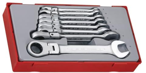 Tengtools TT6508RF - Juegos de 8 llaves combinadas con carraca articulada, métricas