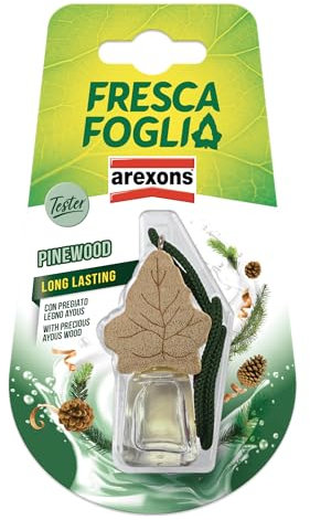 AREXONS 19091 Fresca foglia Boccettino Fragranza Pinewood 4,5 ml, Profumatore Auto Liquido, Profumatore Ambiente Auto con Tappo in Legno Diffondi Profumo