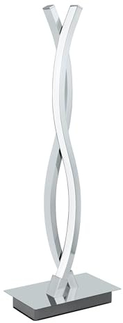 EGLO LED-bordslampa Lasana 2, tvåflammig bordslampa | nattduksbordslampa i aluminium, stål och plast, färg: krom, vit, inklusive strömbrytare