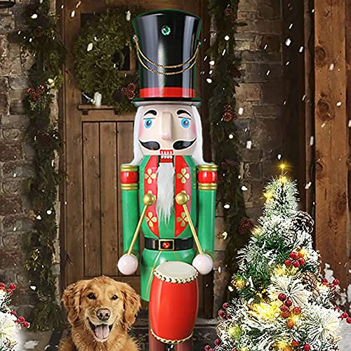 CDL 120cm 484Ft Tall Life-Size Large/Giant Christmas Soldier Drummer On Stand Play Drum For Indoor Outdoor Xmas/Event/Ceremonies/Commercial Decoration (Green Soldier K37)