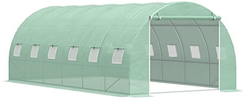 Outsunny 6L x 3W x 2H M Greenhouse Walk-in Polytunnel Outdoor Garden Flower Vegetable Planter 25mm Diameter Galvanised Steel Frame w/ Zipped Door