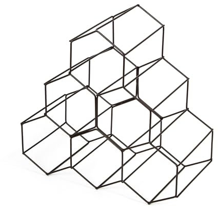 Compactor Portabottiglie in Metallo per 6 Bottiglie, Bronzo Opaco, 28 x 28 x H. 14,5 cm, RAN8663