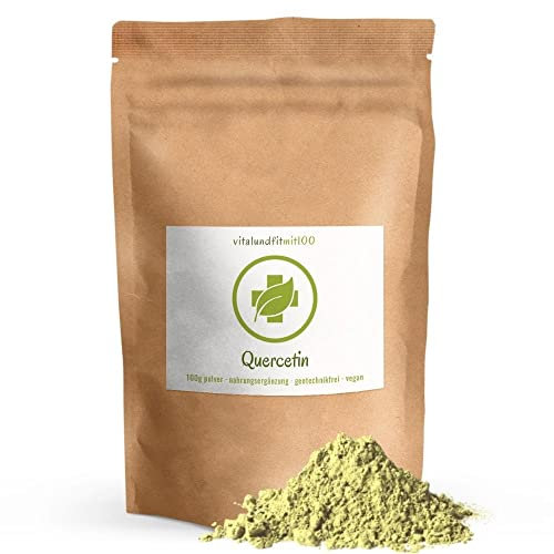 vitalundfitmit100 Quercetin 100 g Pulver - rein pflanzlich aus japanischem Schnurbaum, vegan, ohne Zusatzstoffe