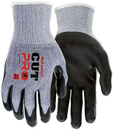 MCR Safety 92715NFM Cut Pro 15 Gauge HyperMax Work Glove, Cut Protection Glove, Foam Nitrile Coated Palm & Fingertips, Thumb Crotch, Touchscreen Friendly, Medium