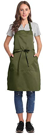 BIGHAS Verstellbare Schürze mit Tasche, Extra Lange Bänder für Damen und Herren, 18 Farben, für Koch, Küche, Zuhause, Restaurant, Cafe, Kochen, Backen, Gartenarbeit