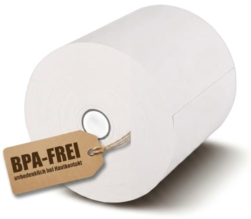 KK Verpackungen Thermorollen 80mm x 80m x 12mm | 50 x Rollen Bonrollen Ø78mm | BPA freies 55g/m² Thermopapier | Kassenrollen für Kassensystem, Thermodrucker | Additionsrollen Kassenbonrollen